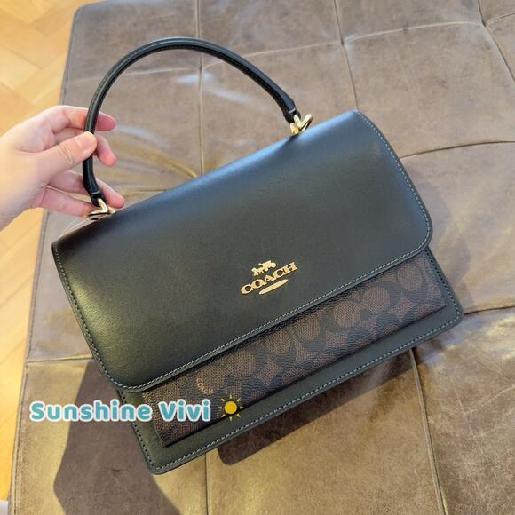 NWT Coach Klare Top Handle Bag In Signature Canvas CY687 Gold/Walnut/Black - Picture 6 of 6